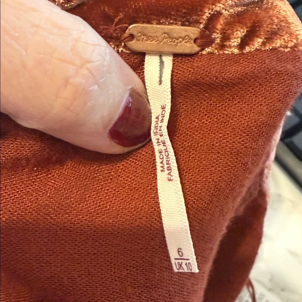 Free People Vivienne Velvet Mini Skirt Size‎ Rust US 6